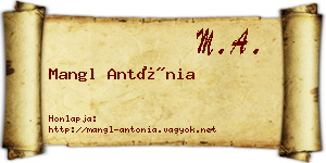 Mangl Antónia névjegykártya